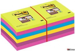 Bloczek samoprzylepny POST-IT_ Super Sticky, 76x76mm, ZESTAW 12x90 kart., (12) neonowe 654 -12SSUC (X)
