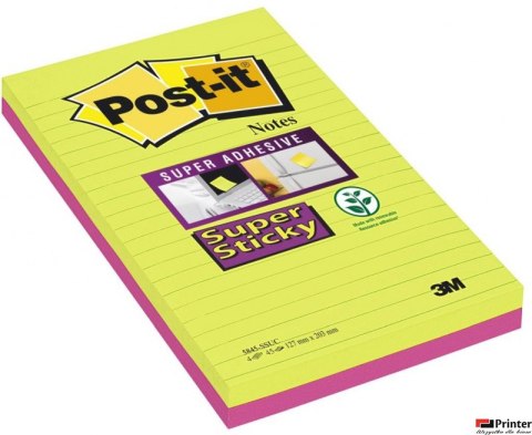 Bloczek samoprzylepny POST-IT_ Super Sticky XXXL w linię (5845- SS), 127x203mm, 2x45 kart., paleta marrakesz
