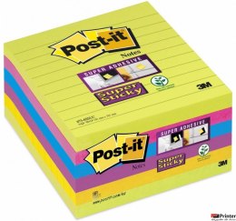 Bloczek samoprzylepny POST-IT_ Super Sticky w linie (675 - 6SSUC), 100x100mm, 6x90 kart., żółty
