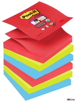 Bloczek samoprzylepny POST-IT Super sticky Z-Notes (R330-6SS-JP), 76x76mm, 6x90 kart., paleta Bora Bora