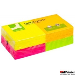 Bloczek samoprzylepny Q-CONNECT Rainbow, 76x76mm, 4x3x80 kart., neon, mix kolorów