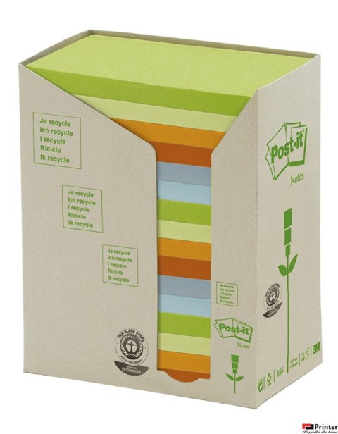 Bloczek samoprzylepny ekologiczny POST-IT_(655-1RPT), 127x76mm, 16x100 kart., pastelowy (X)