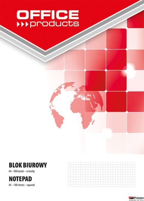 Blok biurowy , A4, w kratkę, 100 kart., 70gsm, typu OFFICE PRODUCTS 16040011-99