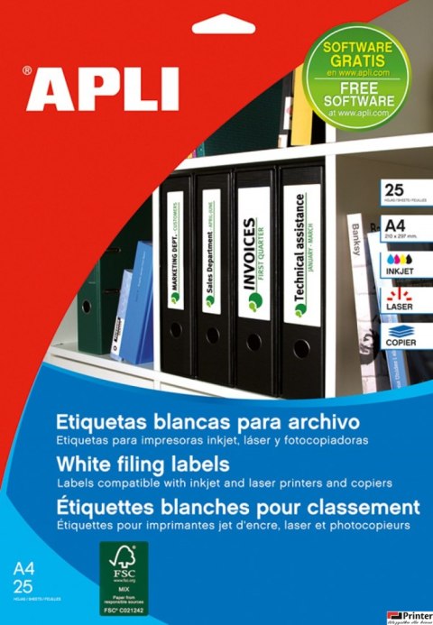 Etykiety 01233 190*61 (25) na segregator APLI samop. (X)