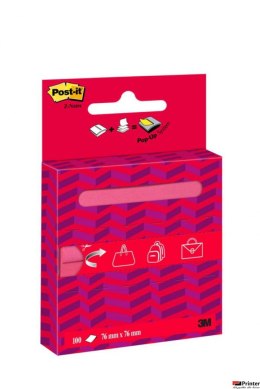Karteczki samoprzylepne Post-it_ Z-Notes On The Go (R330-OTG), 76x76mm, 1x100 kart., w kartonowym podajniku, mix kolorów
