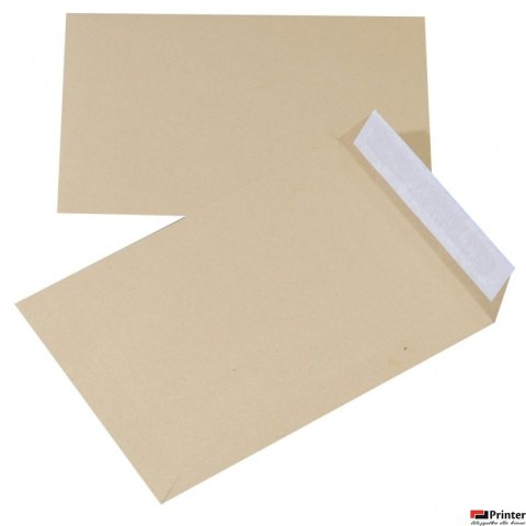 Koperty z taśmą silikonową OFFICE PRODUCTS, HK, B5, 176x250mm, 90gsm, 10szt., brązowe