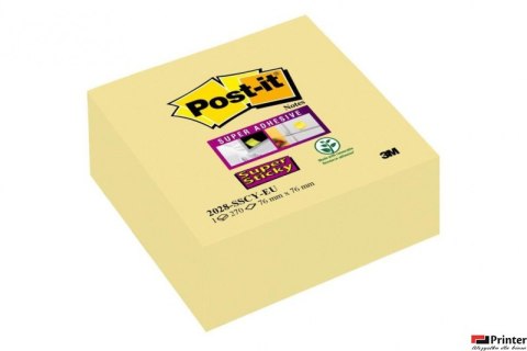 Kostka samoprzylepna POST-IT_ Super Sticky (2028-SSCY), 76x76mm, 270 kart., żółta