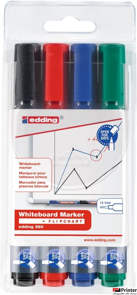 Marker do tab.360 4szt.mix EDDING końcówka okrągła suchościeralny komplet 4 kolory
