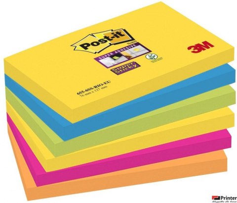 Nowy indeks blk0041011 Bloczek samoprzylepny POST-IT Super sticky (655-6SS-RIO), 127x76mm, 6x90 kart., paleta Rio de Janeiro