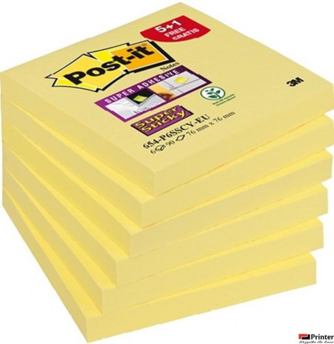 Nowy indeks blk0115011 Bloczek samoprzylepny POST-IT_ Super Sticky (654-P6SSCY-EU), 76x76mm,90 kart., żółty