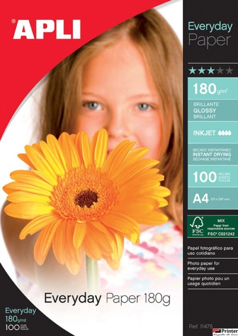 Papier FOTO A4 180g(100AP11475)100ark. do d.atram.EVERYDAY błysk APLI