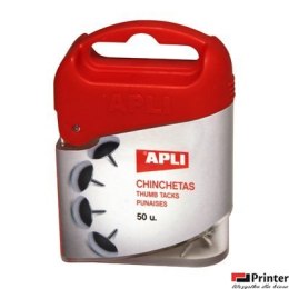 Pinezki niklowane 50szt.APLI 12345 pudełko plastik