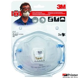 Półmaska filtrująca przeciw pyłom,mgłom(3)3M z zaworem8822 FFP2 XA004838836