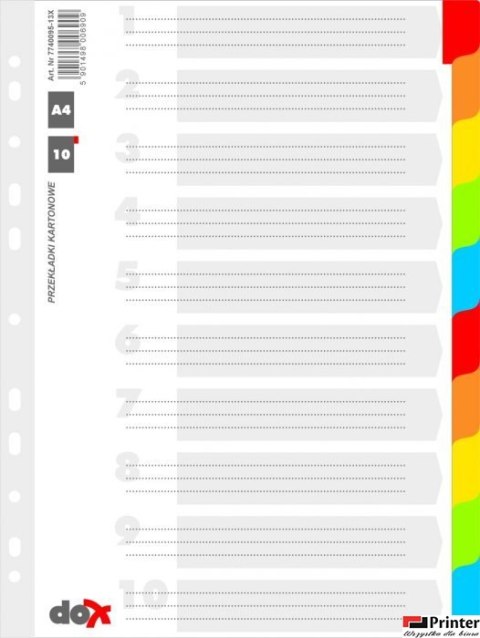 Przekł.kar.DOX A4 7740095-13x* 10kart_ szara DONAU