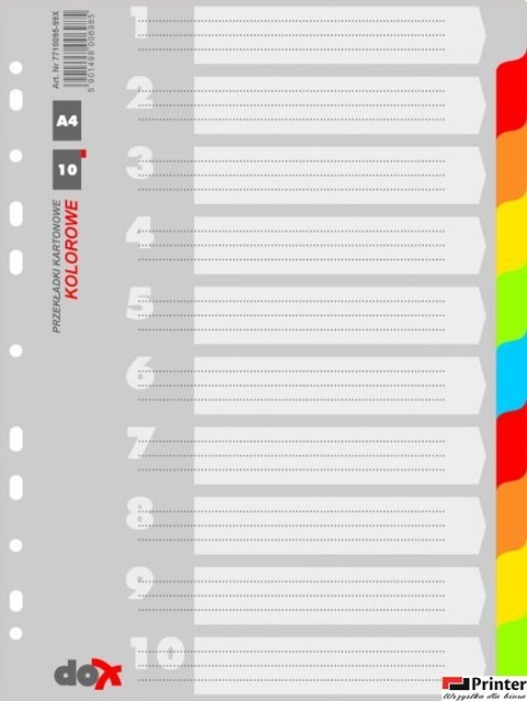 Przekładki kart.DOX A4 kolor 7710095-99X DONAU