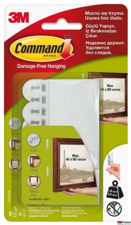 Rzepy COMMAND_ (17203), do wieszania obrazów, zestaw 8+4szt., białe