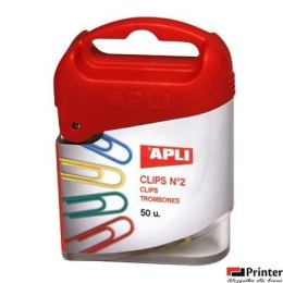 Spinacze kolorowe 50szt.APLI 12346 pudełko plastik