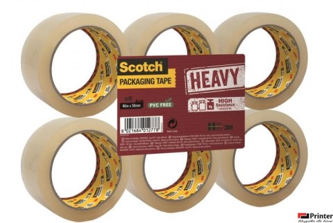 Taśma pakowa do wysyłek SCOTCH HEAVY, BARDZO MOCNA, kauczukowa, 50mm, 66m, transparentna UU005262835