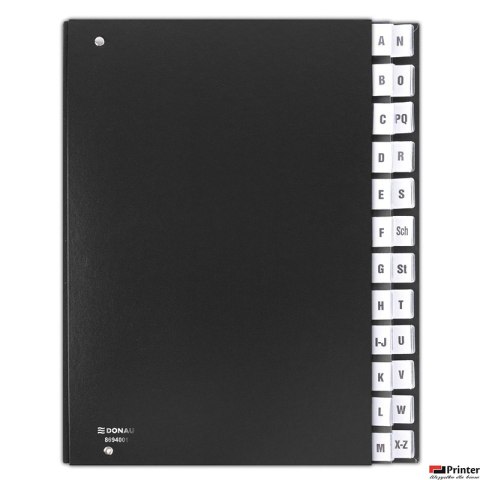 Teczka A4 korespondencyjna DONAU A-Z czarna 8694001-01