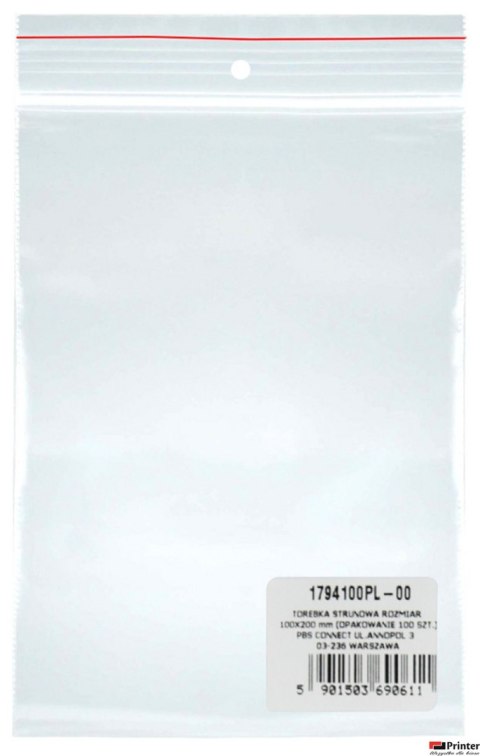 Torebka strunowa DONAU, PP, 100x200mm, 100szt., transparentna