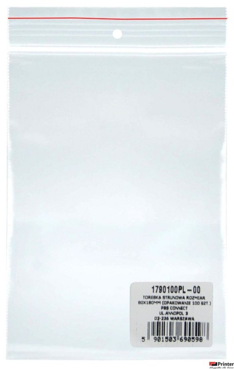 Torebka strunowa DONAU, PP, 80x180mm, 100szt., transparentna