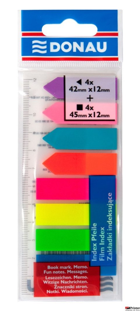 Zakładki index.4x45x12/25+4xstrzałka 8kol neon transp.7579001PL-99