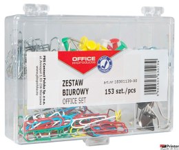 Zestaw biurowy (pinezki, klipy i spinacze) , mix 153szt., mix kolorów, typu OFFICE PRODUCTS 18301139-99