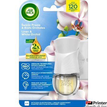 AIR WICK odświeżacz Elektryczny Świeże Pranie Biała Orchidea komplet 19m 18130