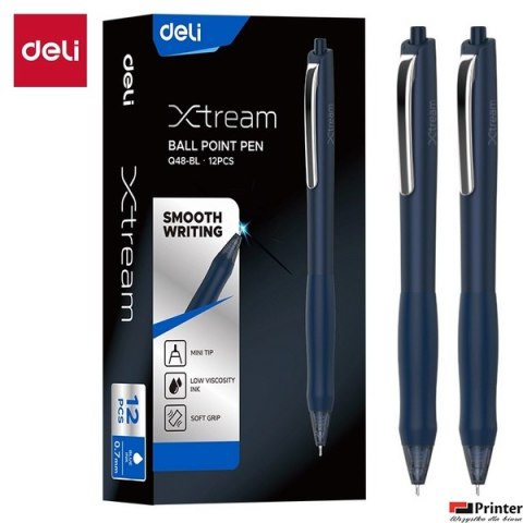 Długopis automatyczny 0,7 mm, seria Xtream Q48, niebieski, EQ48_BL, Deli.