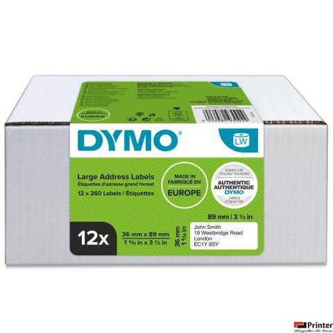 Etykieta DYMO adresowa - 89 x 36 mm, biały - VALUE PACK 12 szt. 2093093