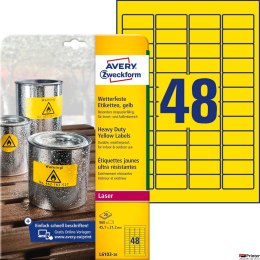 Etykiety Heavy Duty L6103-20 45,7 x 21,2 20 ark Avery Zweckform, żółte, poliestrowe