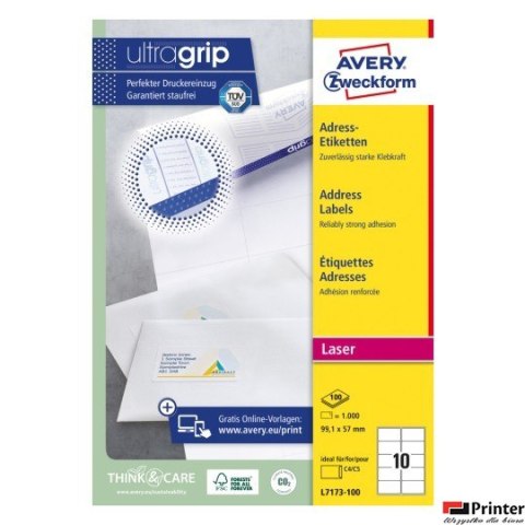 Etykiety adresowe L7173-100 99,1 x 57 100ark Avery Zweckform