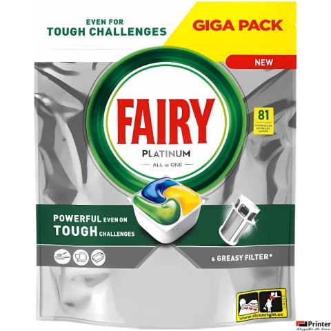 FAIRY Kapsułki do zmywarki PLATINUM ALL IN ONE 81 sztuk LEMON 36935