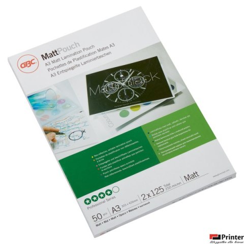 Folia do laminacji Matt, A3, 125 mic, matowa, 50 szt., 3747521, GBC