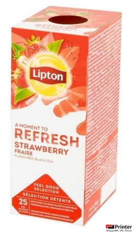 Herbata LIPTON REFRESH Strawberry czarna (25 kopert fol.)