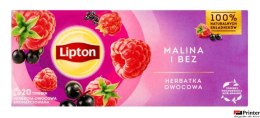 Herbata LIPTON owocowa, malina i bez, 20 torebek