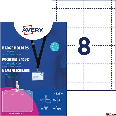 Holdery na identyfikatory ze smyczą, 60 _ 90 mm, 10 szt. + smycze + 2 ark./16 wkładów 190 g/m_, przezroczyste, 4825