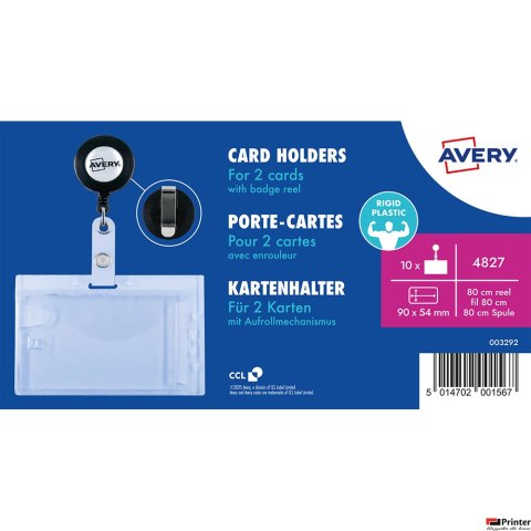 Holdery na karty z mechanizmem ściągającym 80 cm, 54 _ 90 mm, 10 szt., przezroczyste, 4827