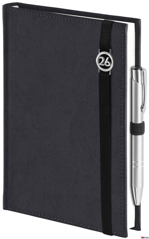 Kalendarz Piko z gumką czarny z ażurową datówką B5 tygodniowy z notesem WOKÓŁ NAS