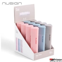 Klej w sztyfcie Nusign ENS142, 21 g, biały, op. mix kolorów, 12 szt/display Deli