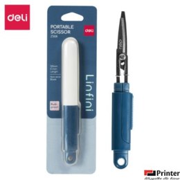 Kompaktowe nożyczki Deli EZ508 w bezpiecznym etui, niebieskie, EZ508B