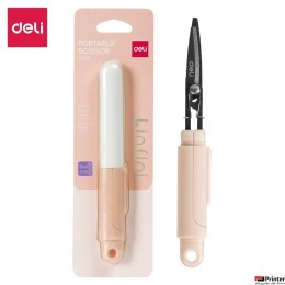 Kompaktowe nożyczki Deli EZ508 w bezpiecznym etui, różowe, EZ508P