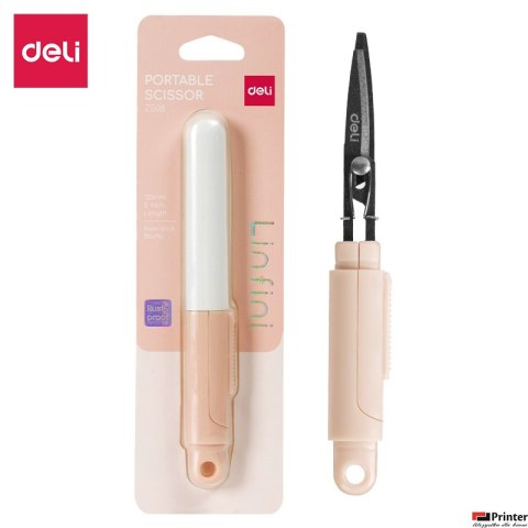 Kompaktowe nożyczki Deli EZ508 w bezpiecznym etui, różowe, EZ508P