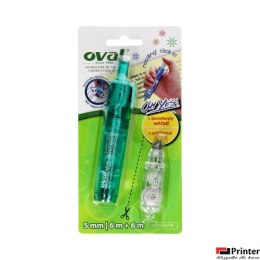 Korektor w taśmie + gratis wkład OVAL QJR-506 CLICK, biały, 5 mm x 6 m 160-2000