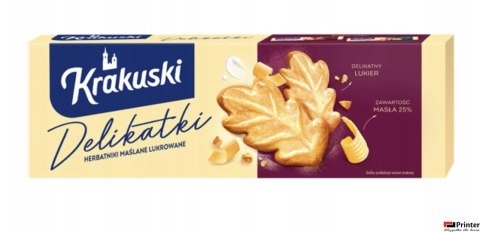 Krakuski Delikatki Herbatniki maślane lukrowane 125 g