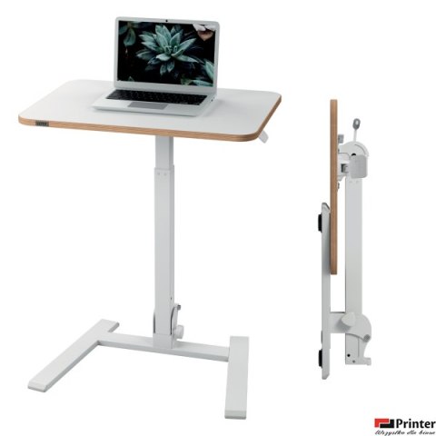Małe składane biurko Leitz Ergo do pracy w pozycji siedzącej i stojącej, białe 65880001
