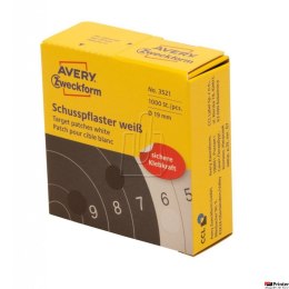 Naklejki do tarcz strzelniczych, 1000 szt./op., Q19 mm, białe, AVERY ZWECKFORM, 3521
