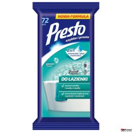 PRESTO Ściereczki nawilżane do łazienek 72szt., białe 011460