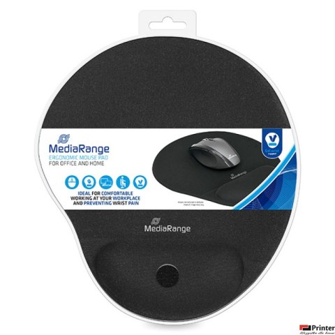 Podkładka pod myszkę i nadgarstek żelowa czarna MEDIARANGE MROS250
