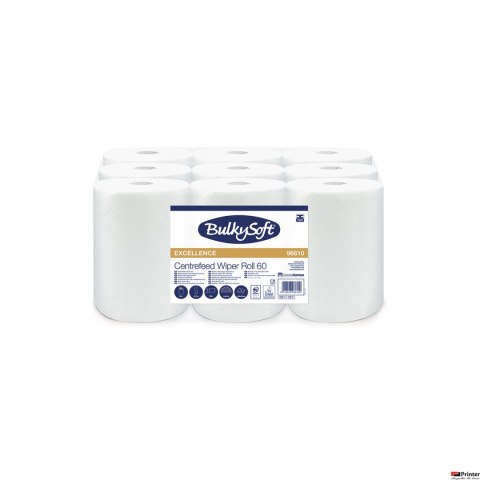 Ręcznik w roli mini centralnego dozowania (9rolek) biały, celuloza, 2w, 60m, Premium, 96610 BULKYSOFT